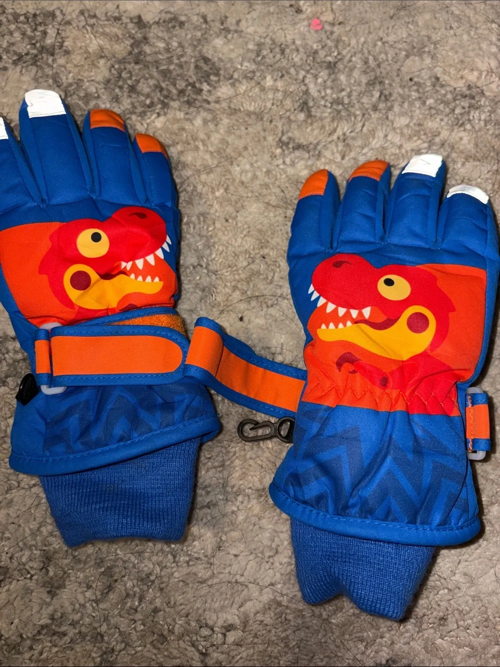 OFFERS OPEN! NWOT Kids ski gloves boys Blue & Orange Dinosaur Ski Gloves